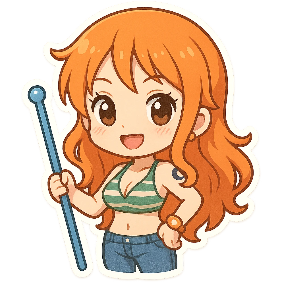 Nami from One Piece, chibi cartoon style emoji