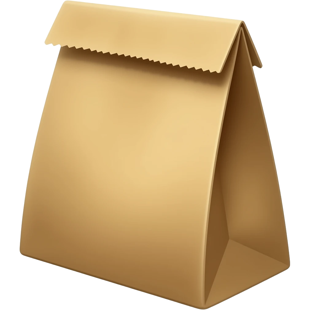 serrated edge on top of a paper brown bag opened emoji