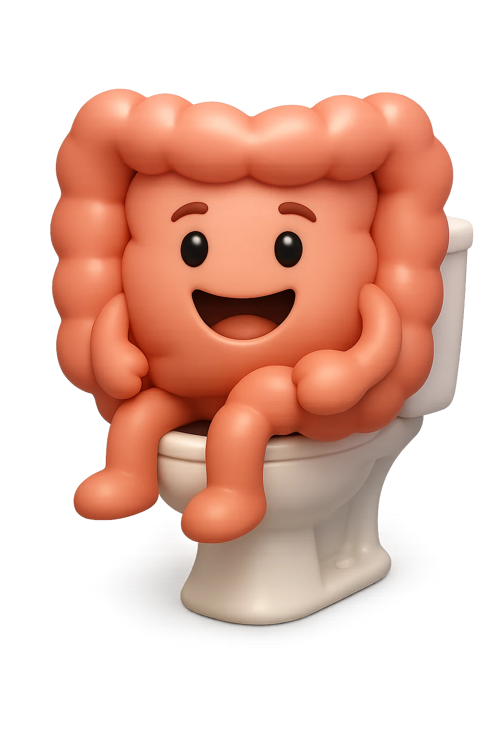 EMOJI STILE IPHONE 3D DI intestino felice seduto sul wc  FALLO MOLTO REALISTICO IN 3D emoji