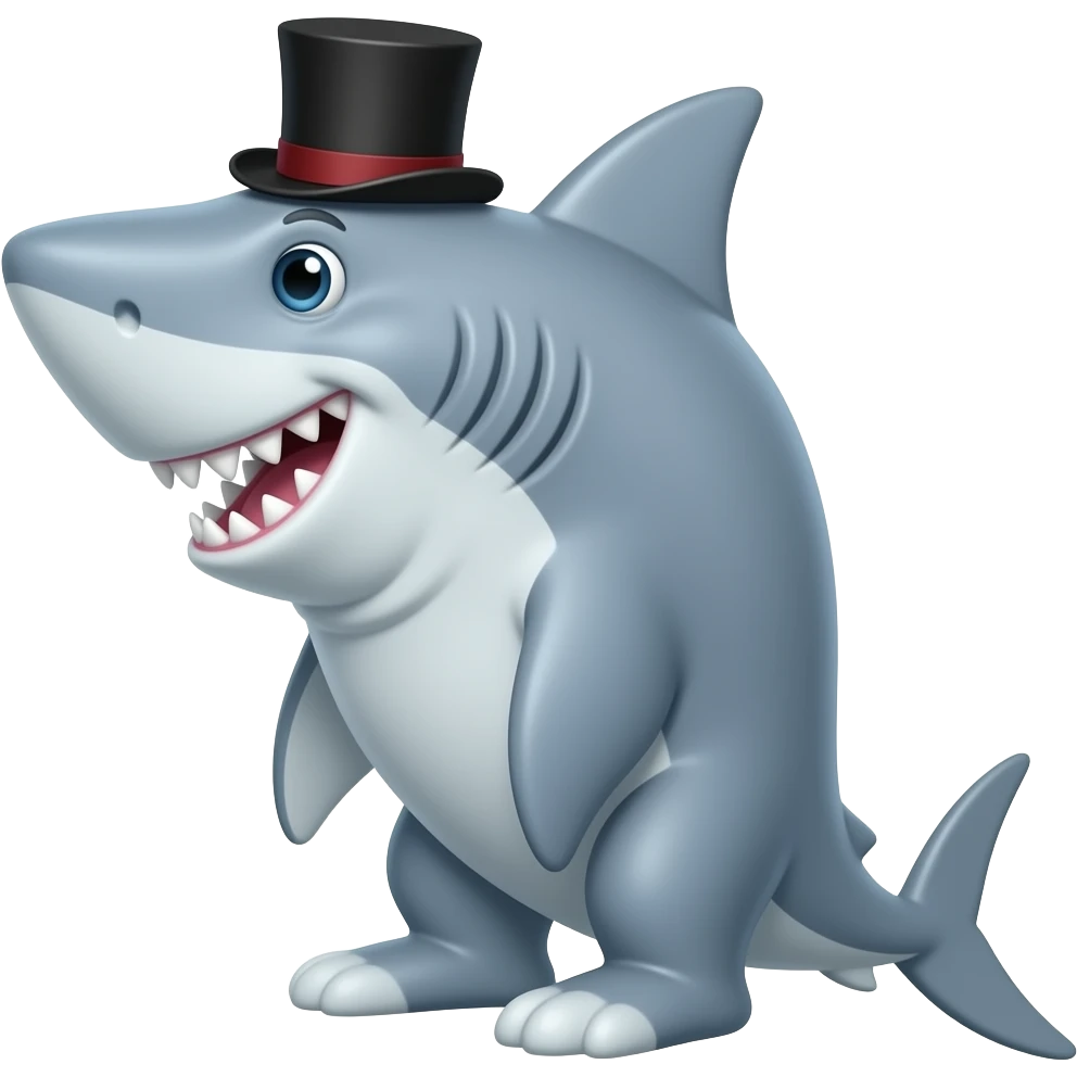 Shark with a top hat emoji