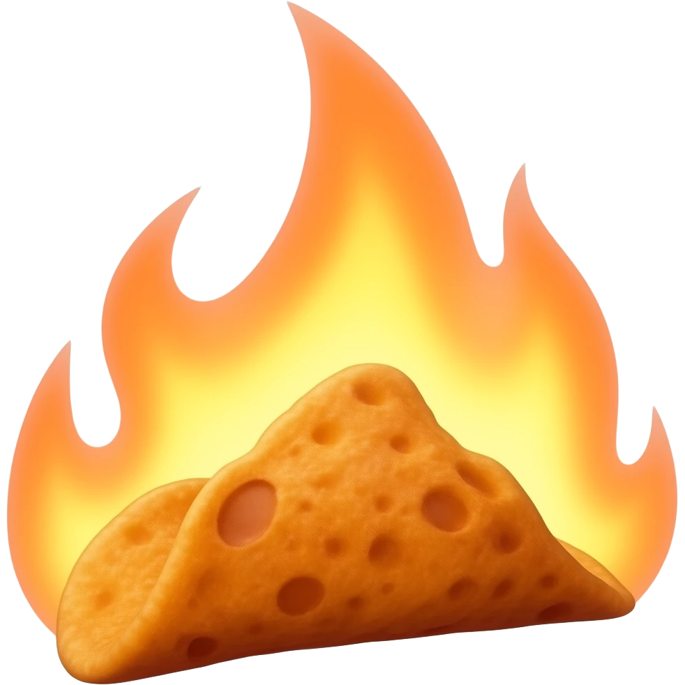 A burning hot Cheeto chip crisp emoji