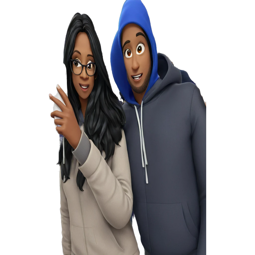 girl and boy selfie moment emoji