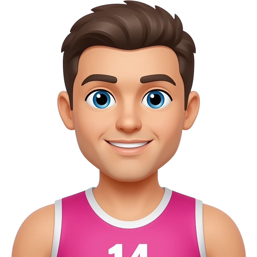 male netball player wearing pink emoji