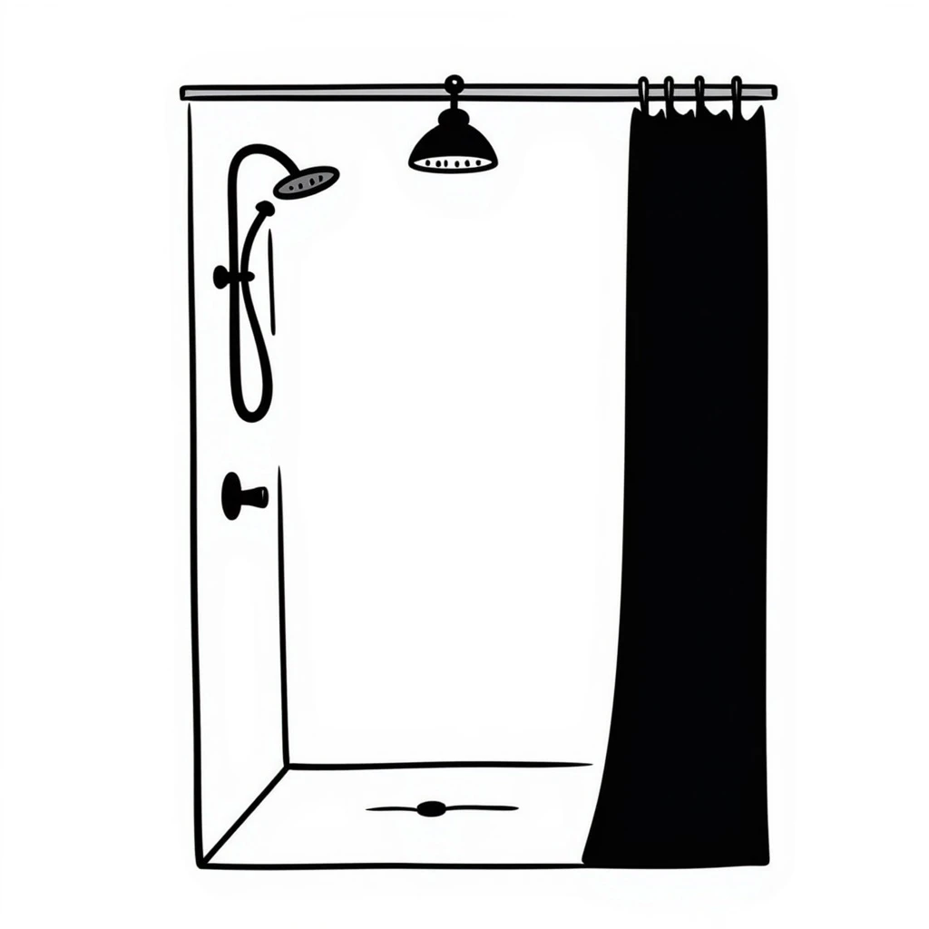 shower with a courtain only shower without a person emoji