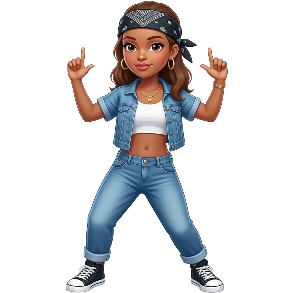 Woman with bandana hip hop dancing emoji