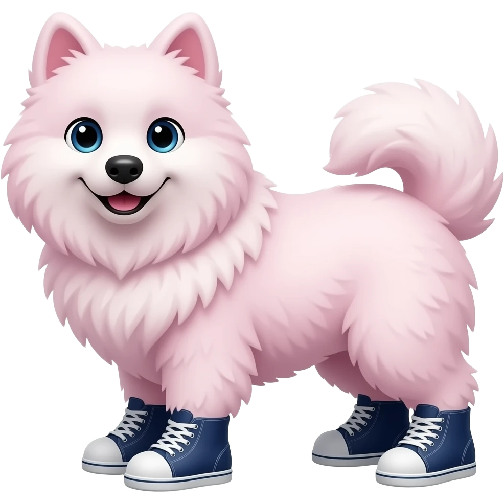 pink samoyed with shoes emoji