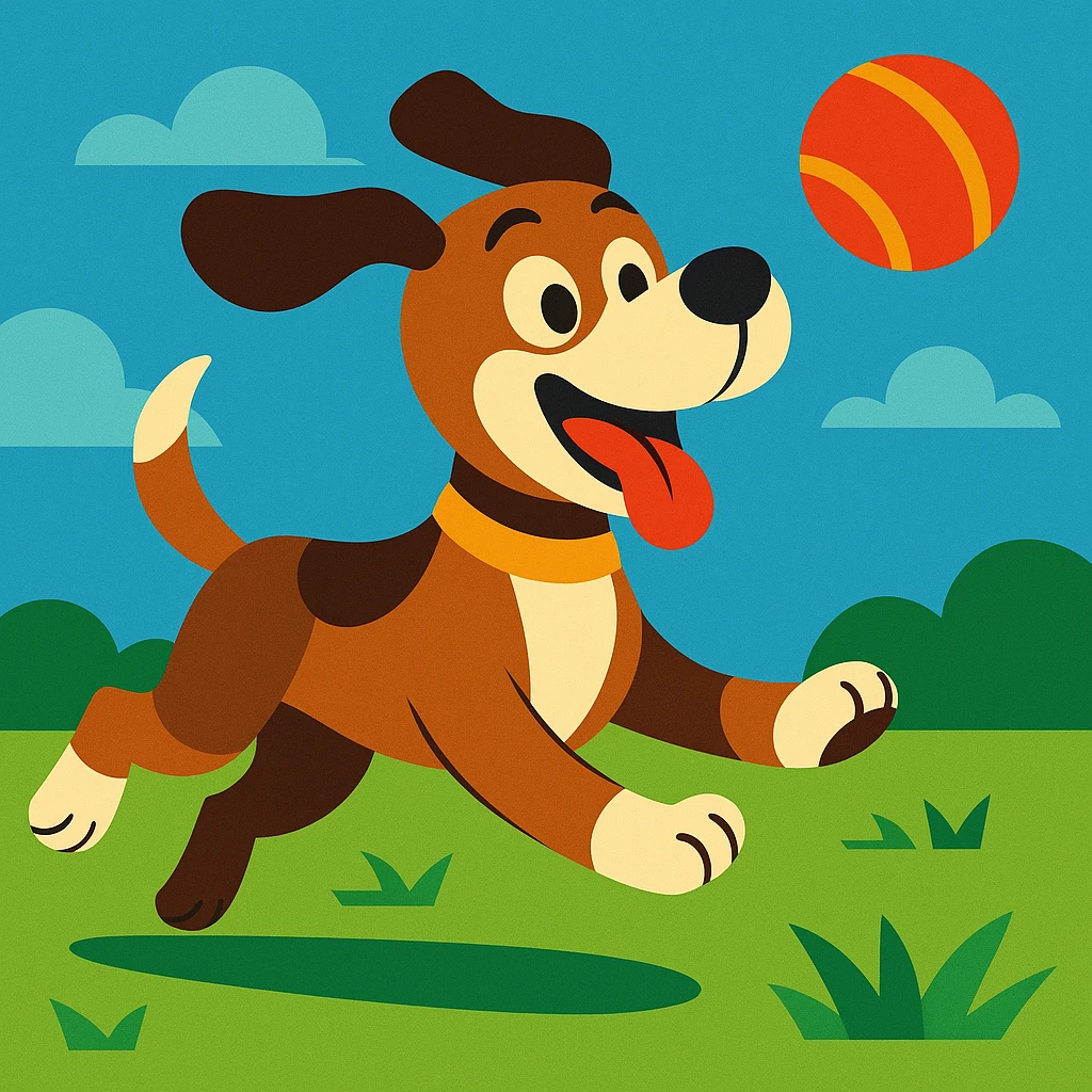 happy dog running after ball emoji