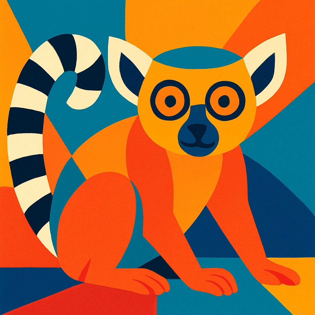 lemur, vibrant toon style emoji