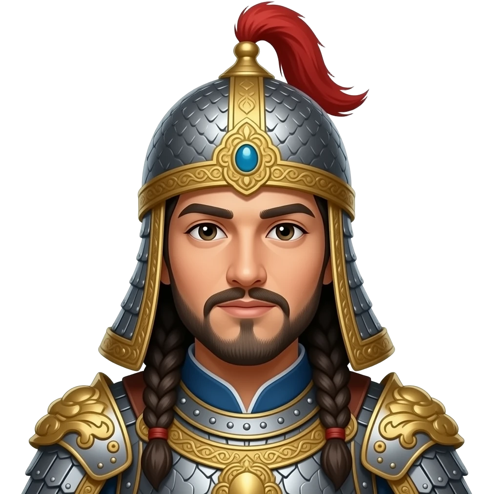 Make emoji image of Central Asian 18th century warrior "Navkar" as iOS emoji style emoji