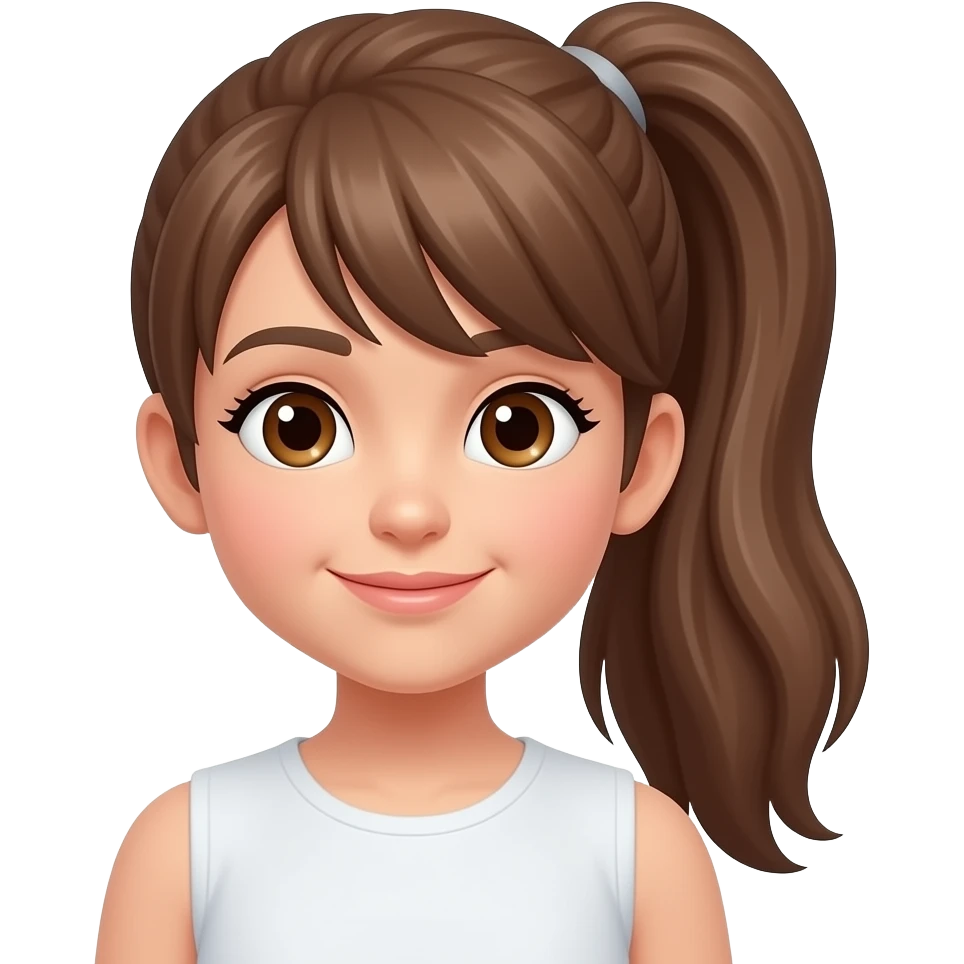 light skin girl with brown hair with pony tail emoji