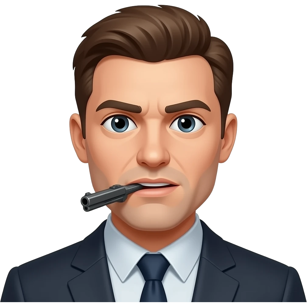 man with gun in mouth emoji