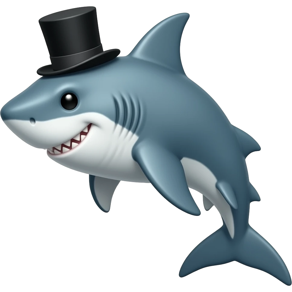 Shark with a top hat emoji