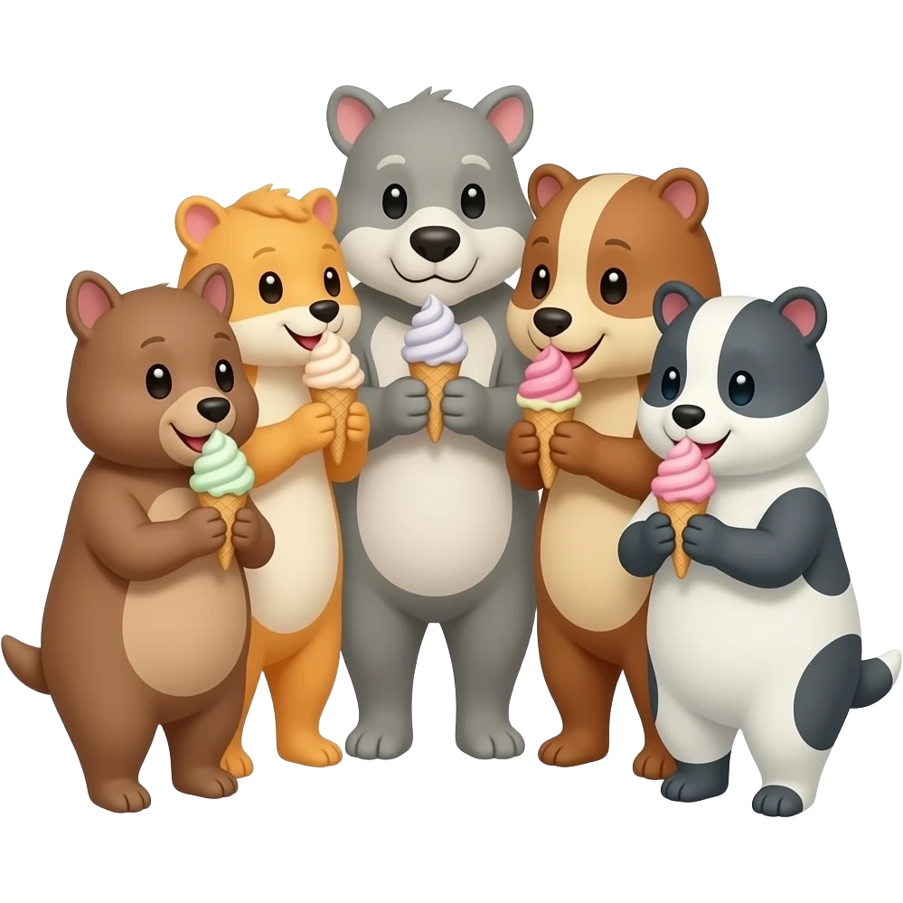 Animals with Ice Cream emoji