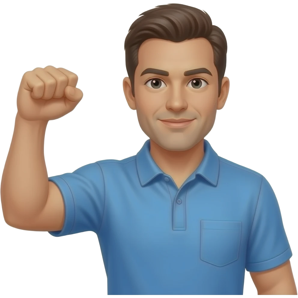 coach in a blue shirt grabs arm with hand emoji