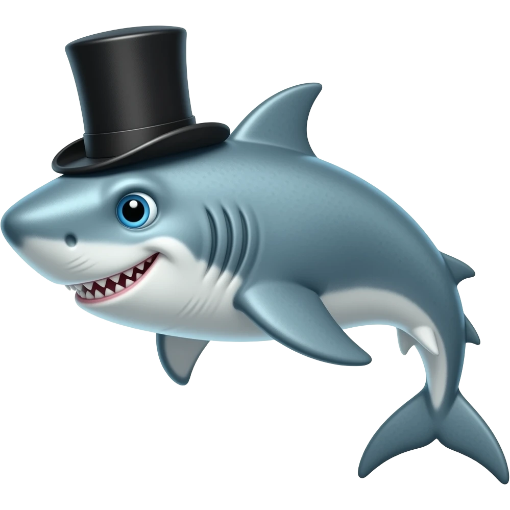 Shark with a top hat emoji