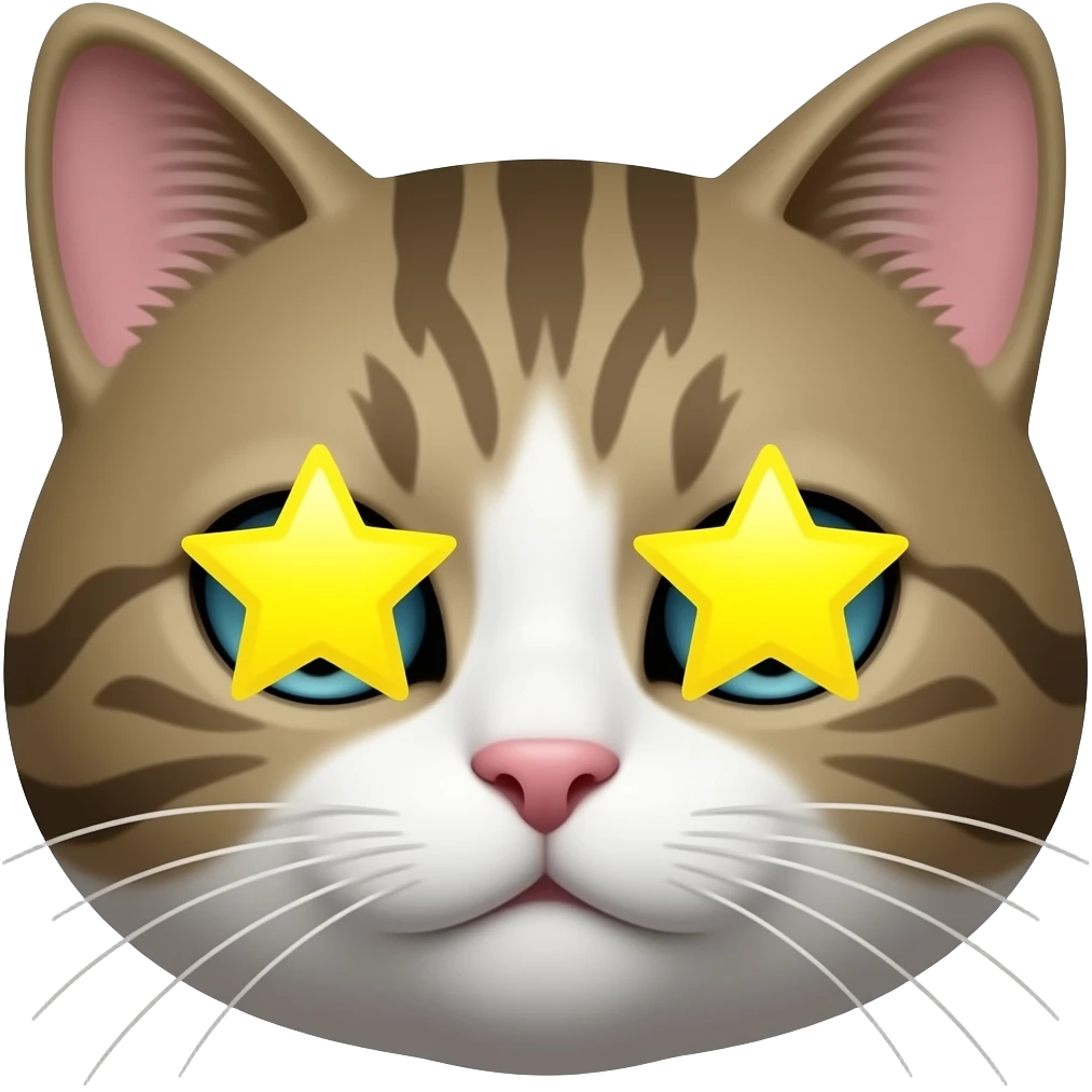 Has un emoji que sea un gato 😺 así y en los ojos ponle una estrella amarilla emoji