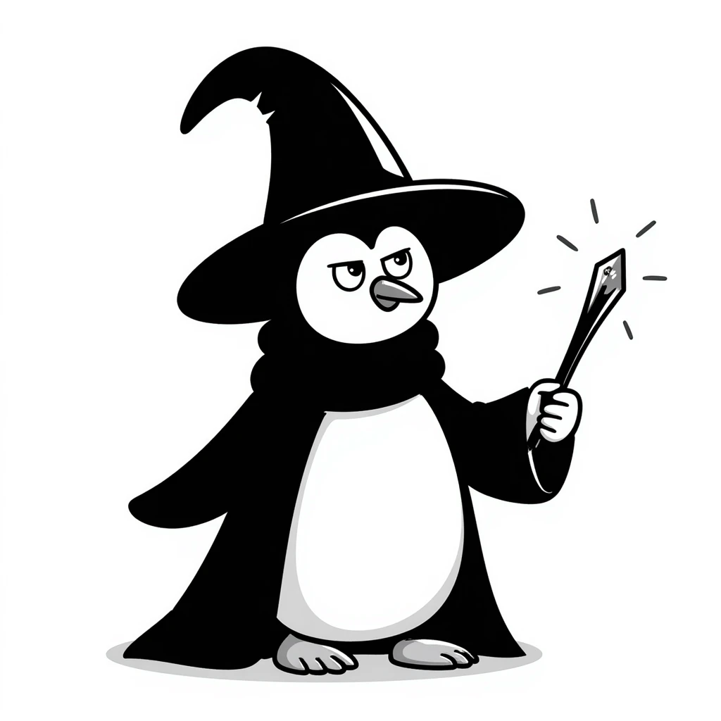 A penguin wizard emoji