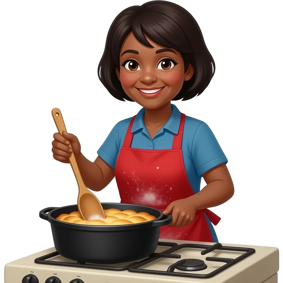 Black grandma making peach cobbler emoji