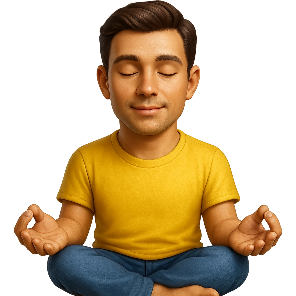emoji stile iphone di un uomo che medita, iperrealistico 4k emoji