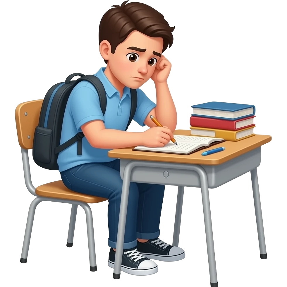 Someone struggling to do their homework emoji