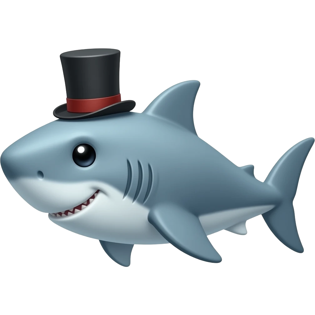 Shark with a top hat emoji