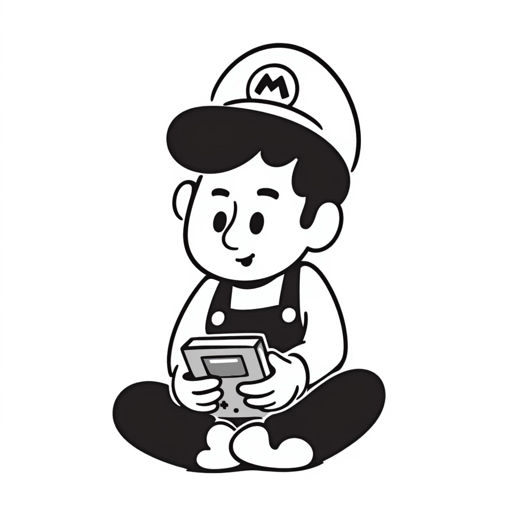 Super Mario playing a Game Boy emoji