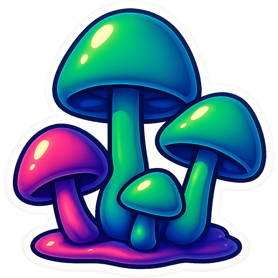 alien mushrooms. make a bunch of mushroom patches like the attached emoji