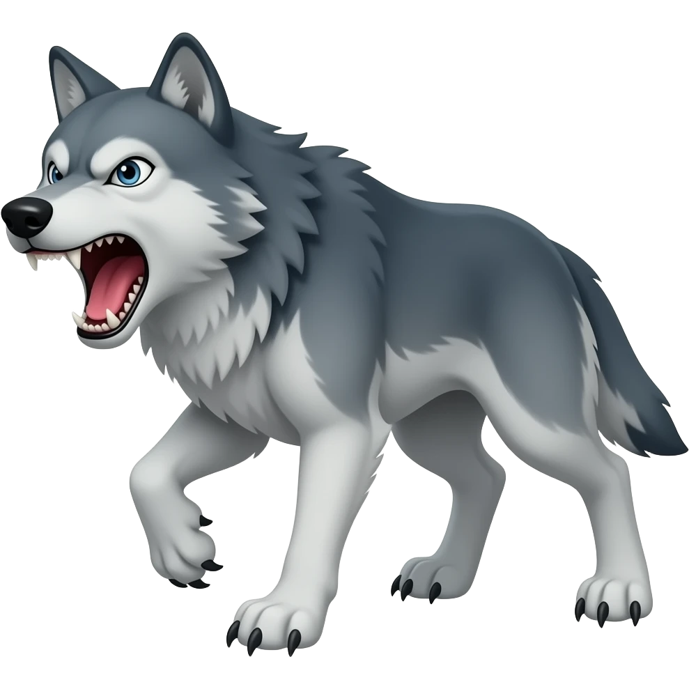 lobo con la boca abierta enfadado con las  garras emoji