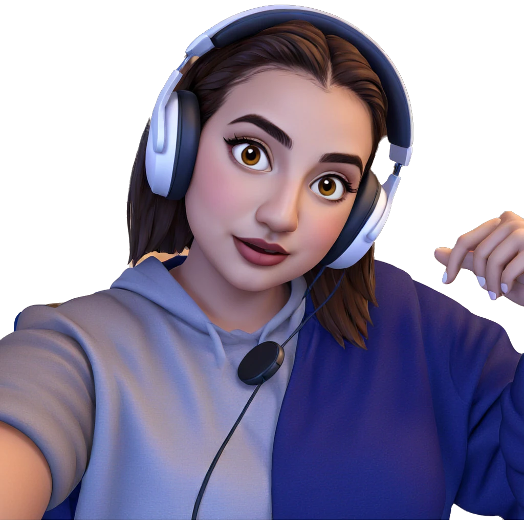 girl in headphones looking at viewer emoji