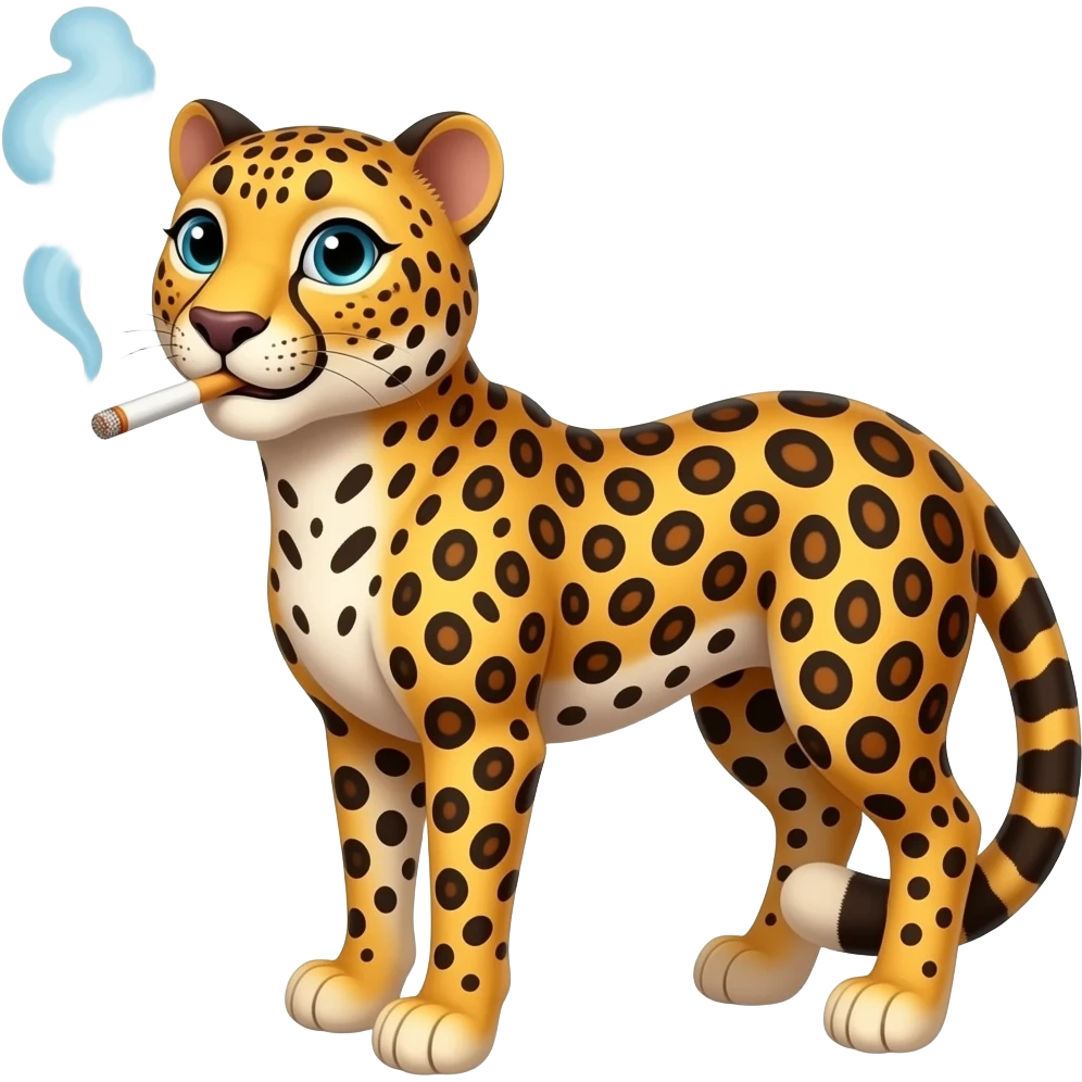 Lisa frank cheetah smoking a cigarette emoji
