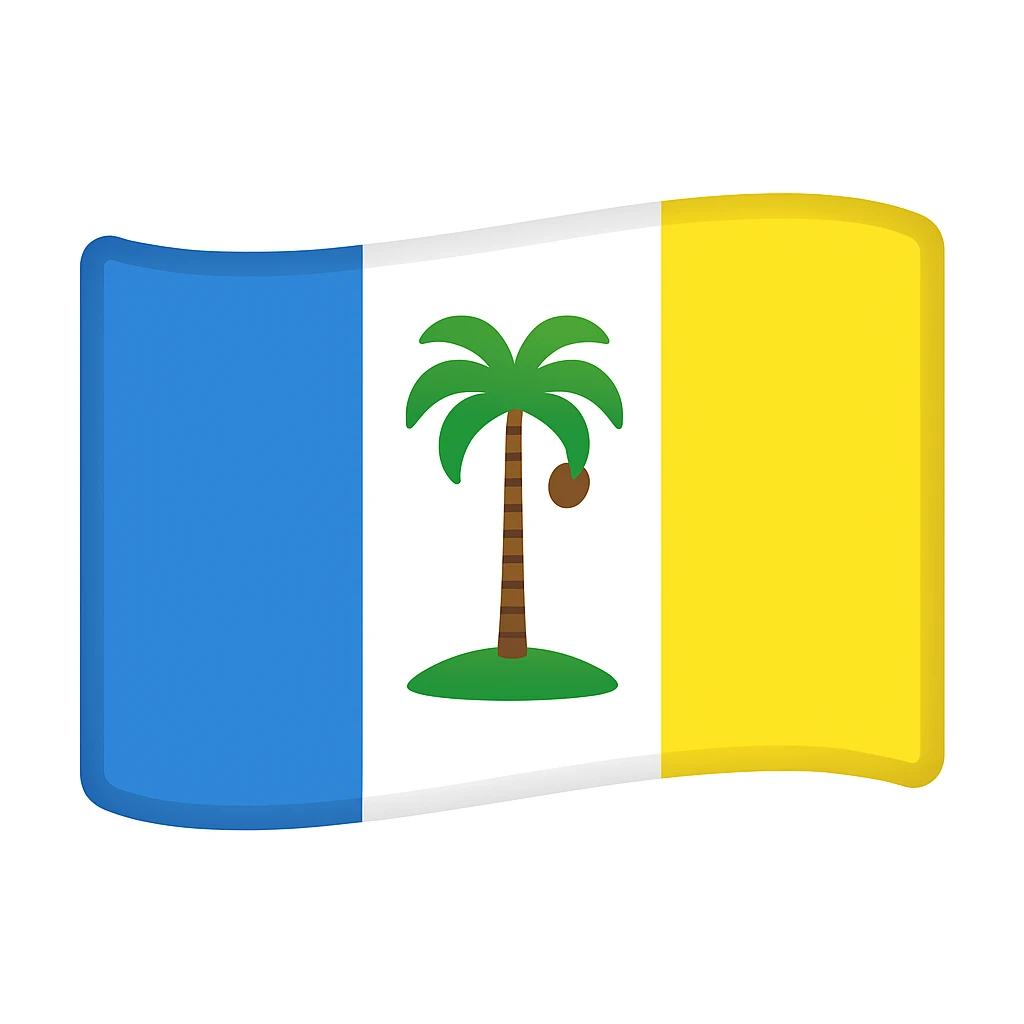 Convert the Penang flag into a clean emoji style with a simplified palm tree, bold colors, and a smooth, rounded emoji look. Make it visually clear and vibrant as an emoji representation. emoji