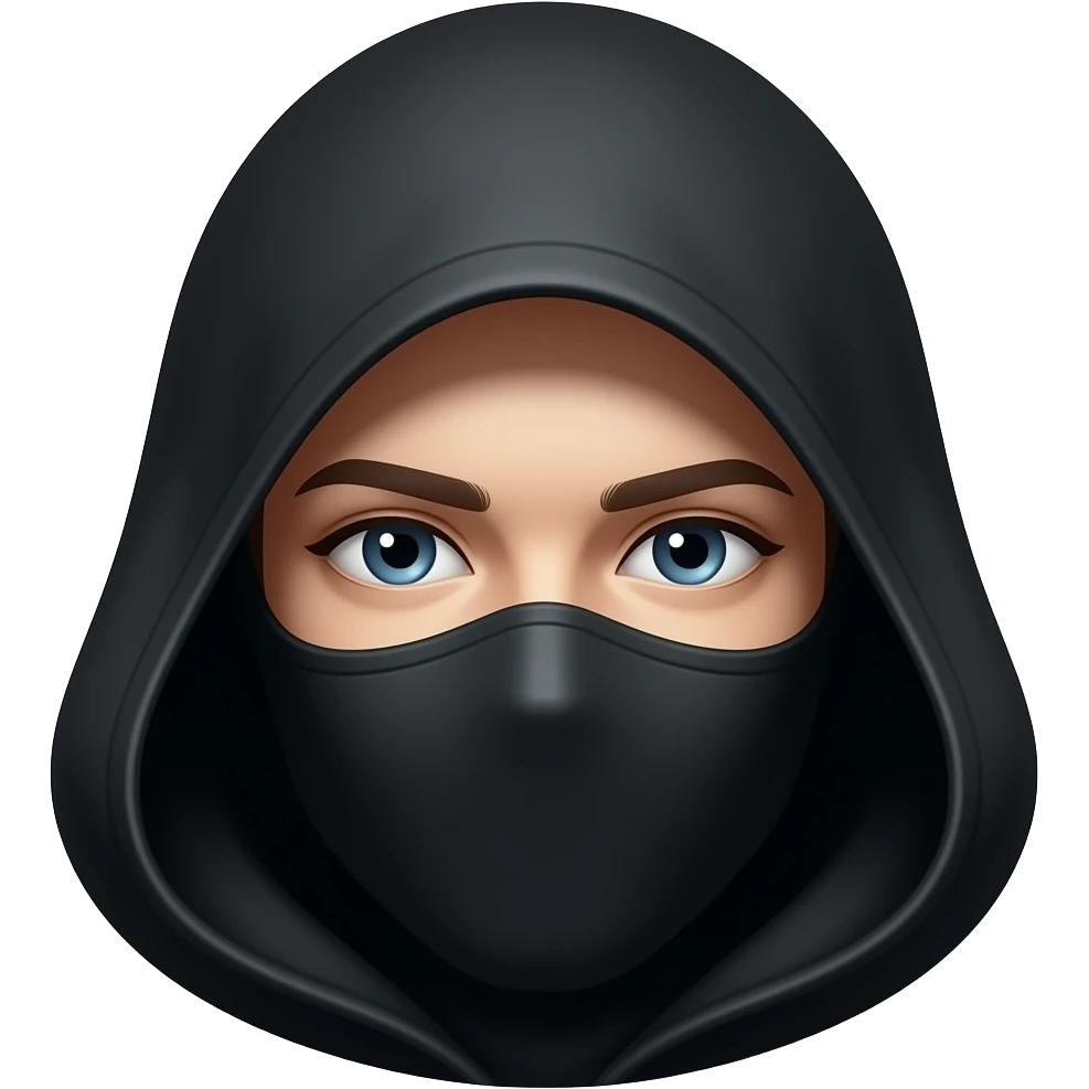 black hood, shadowy face emoji