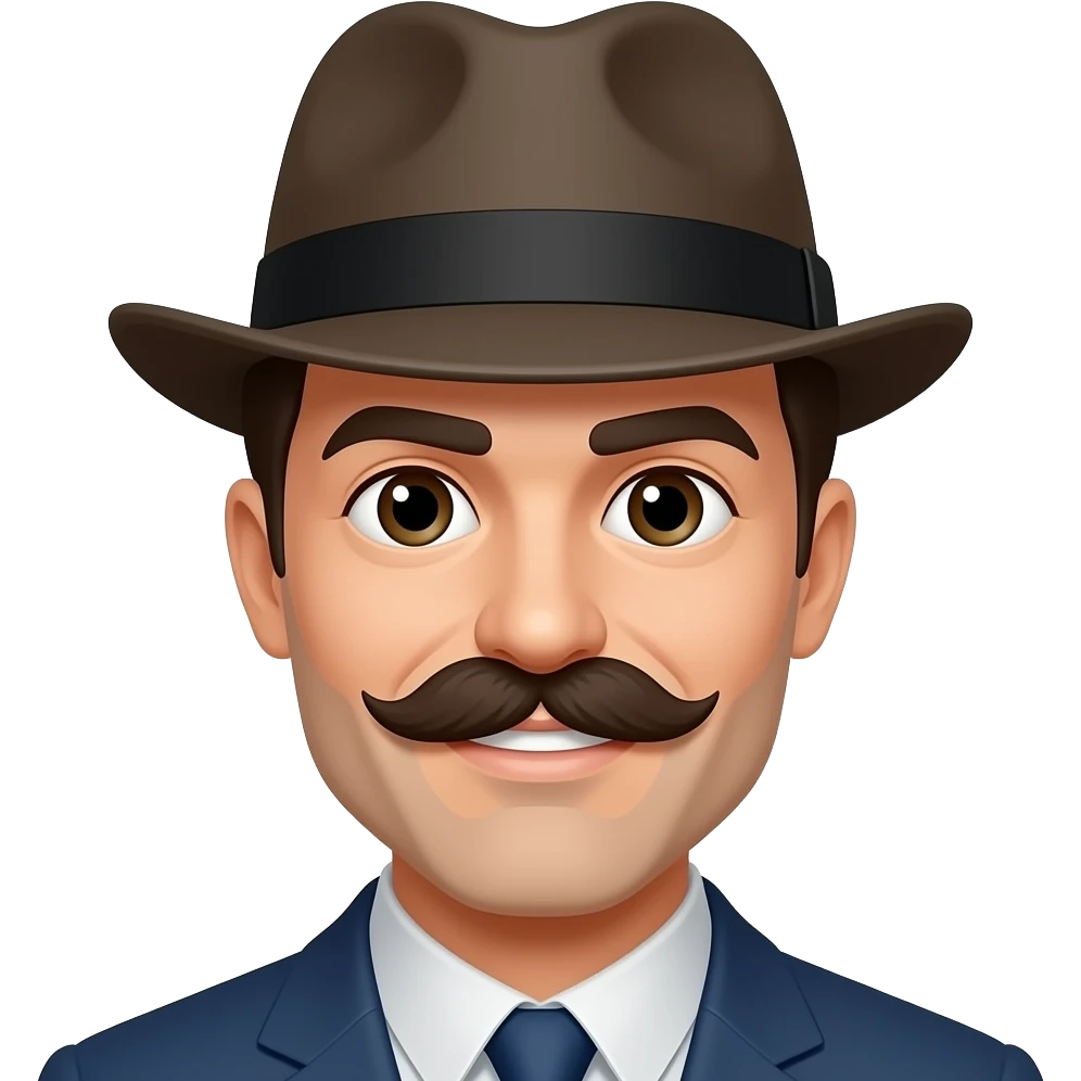 a man wearing a hat and with a mustache emoji
