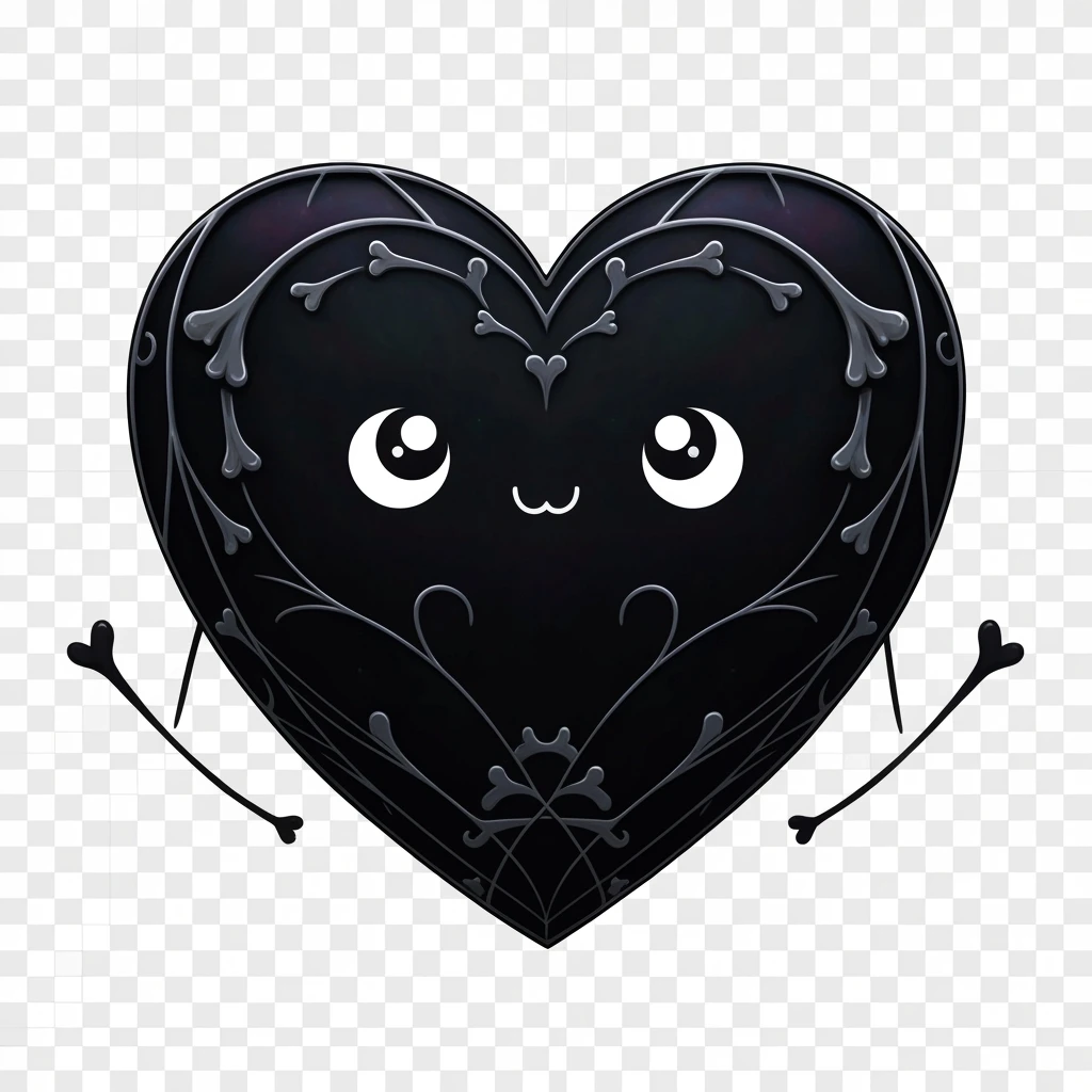 goth heart drum, cute, expressive, minimal, transparent background emoji