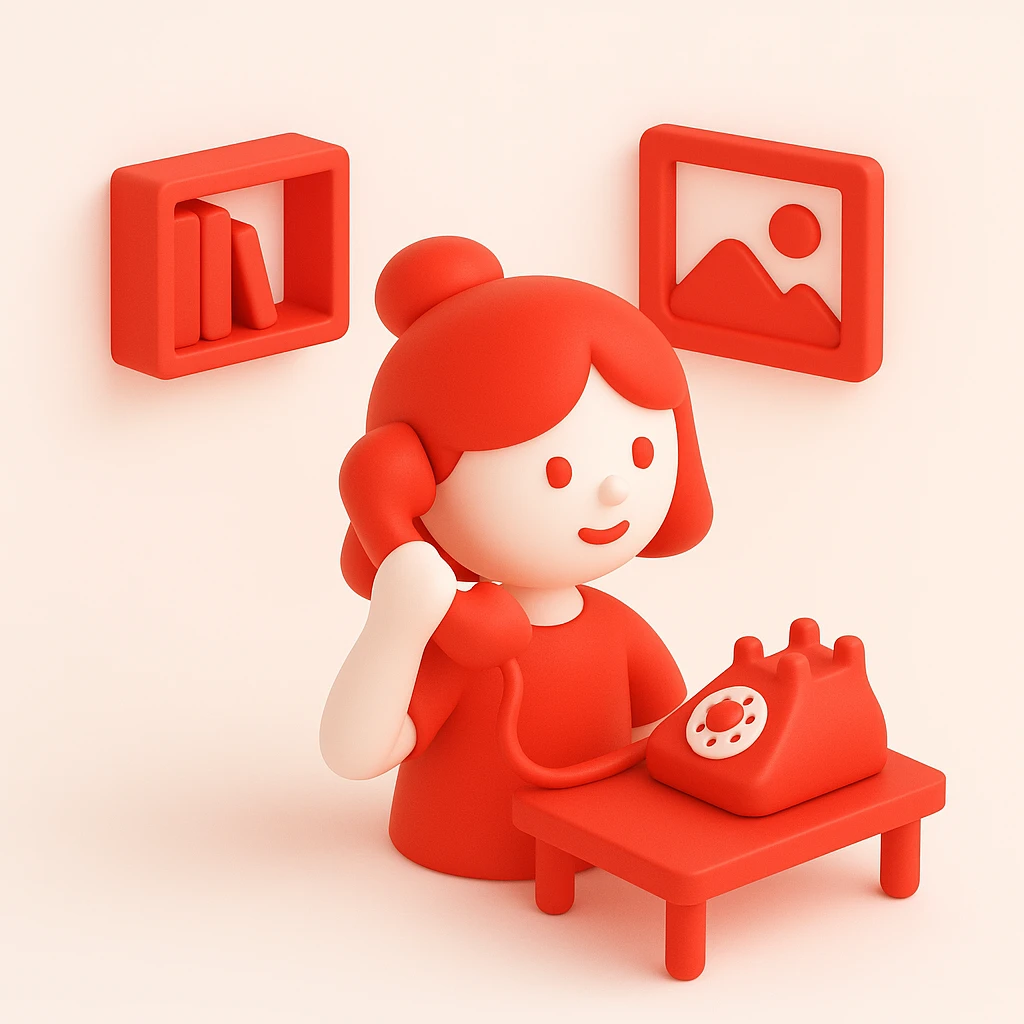 girl talking on telephone in her room emoji