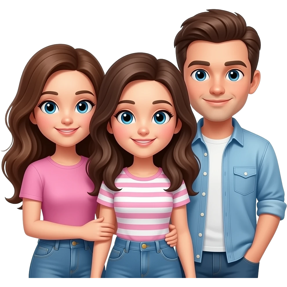 Three people in which there is me(female) and my bestie(female) and her boyfriend (male) together cutely he is my bro type emoji