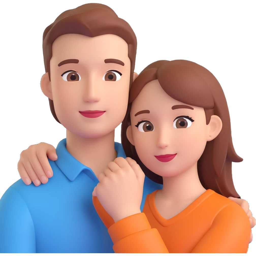 couple posing, close up pose, living room background emoji