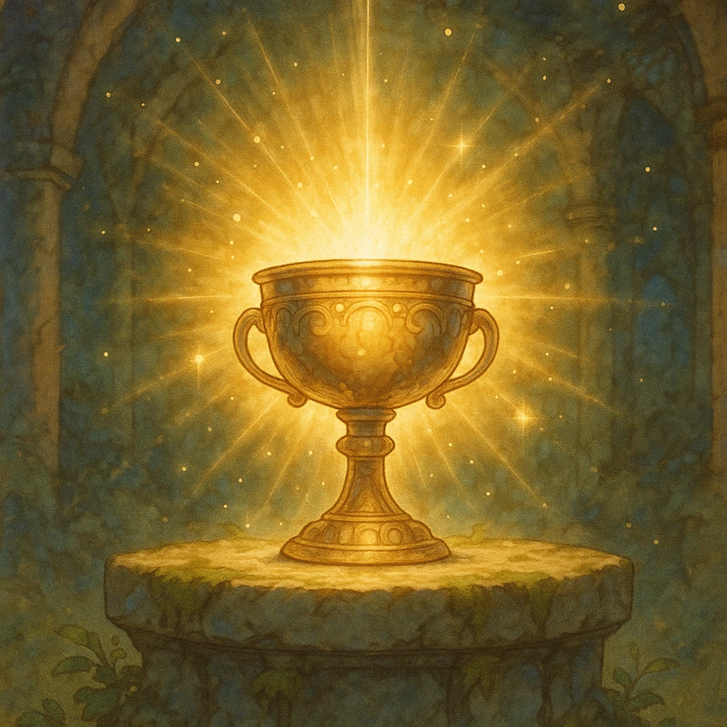 holy grail, legendary cup, divine light emoji