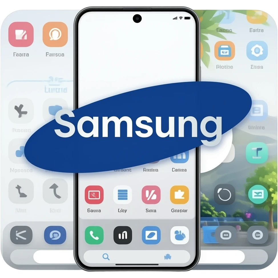 Самсунг Galaxy S26 Ultra - вид только спереди на экране написано самсунг emoji