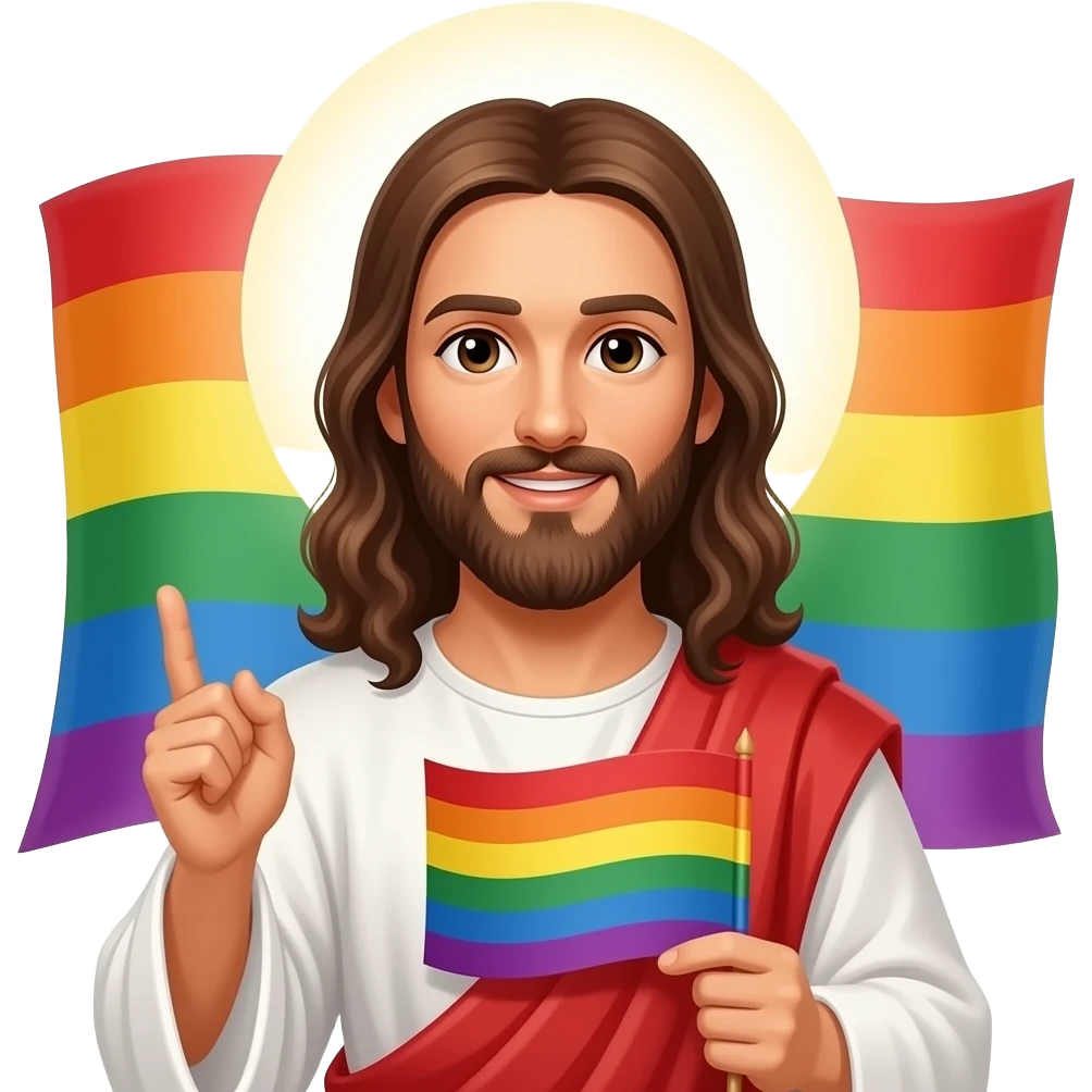 Jesus with a pride flag emoji