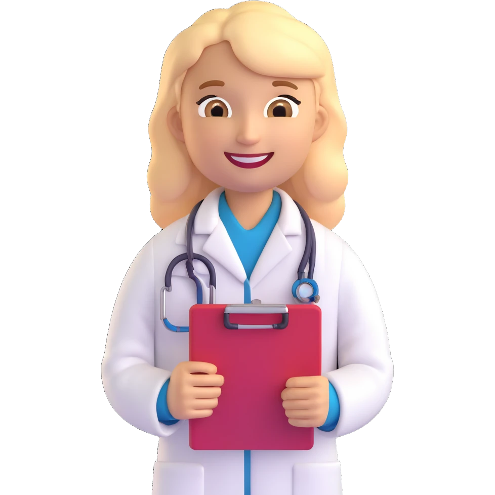 doctor emoji, smiling, holding clipboard emoji