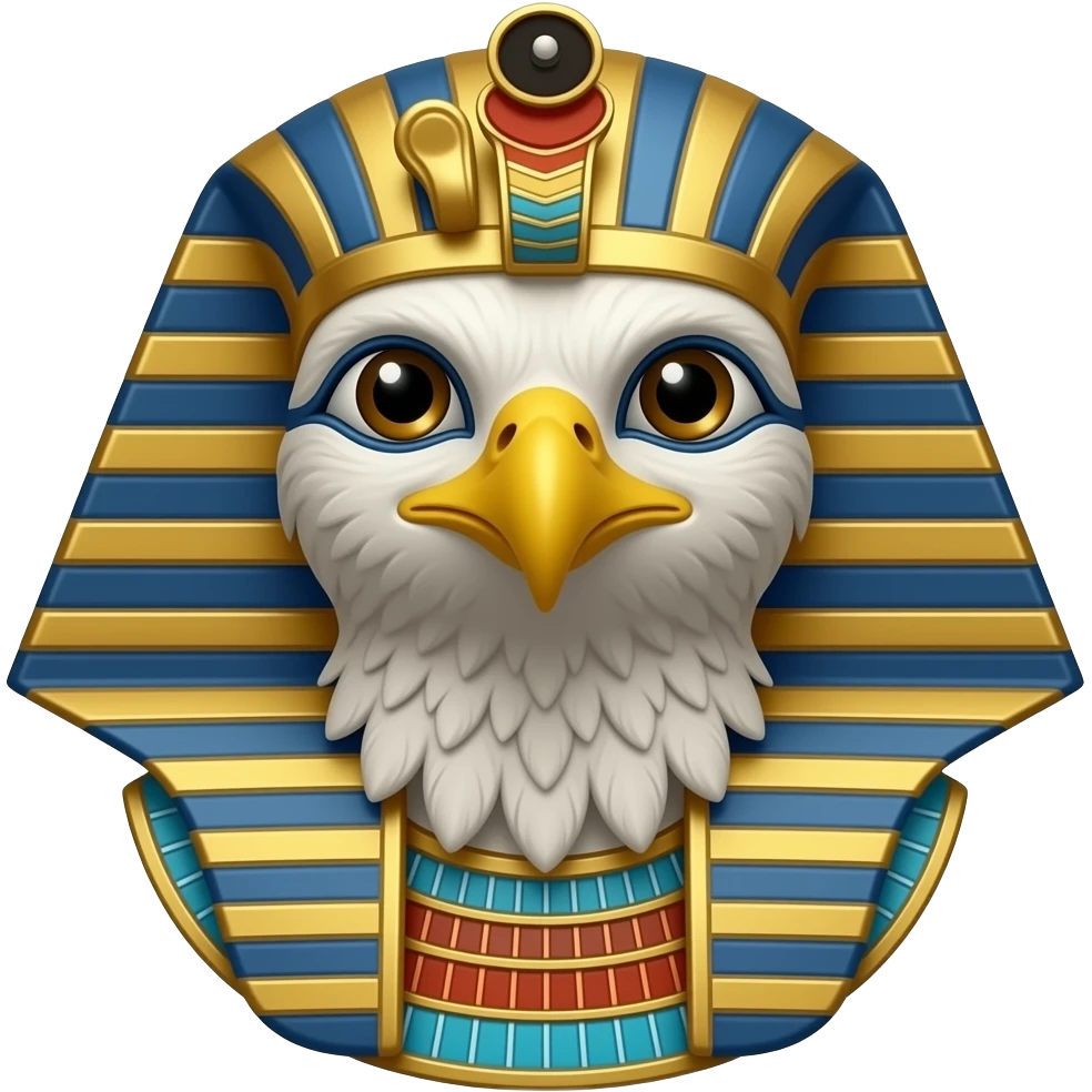 horus with falcon head and falcon face, feature feathers as his hair, no feathers on face emoji