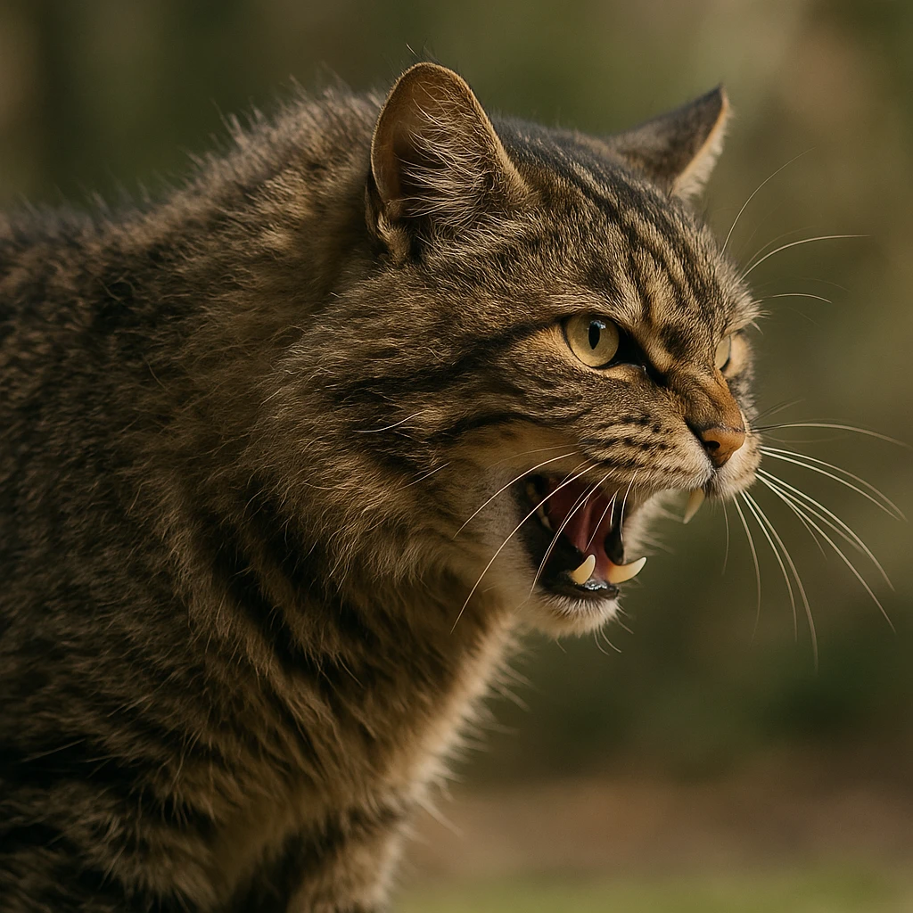 angry cat side view, realistic style emoji