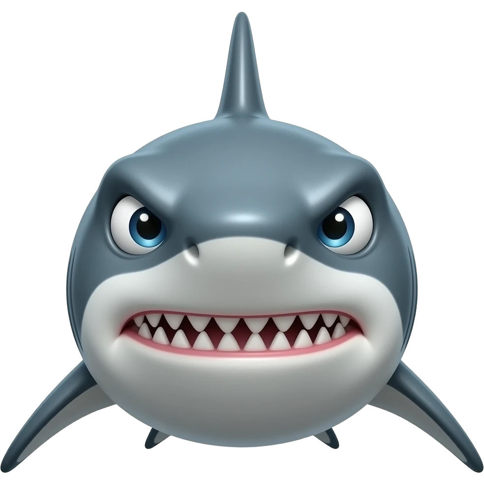 Tubarao agressivo,de frente ,n tao animado emoji