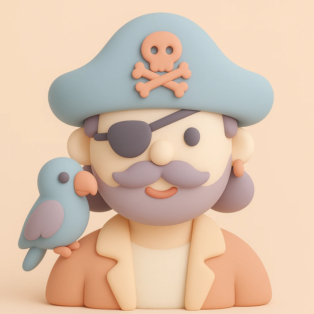 pirate with eye patch and parrot emoji