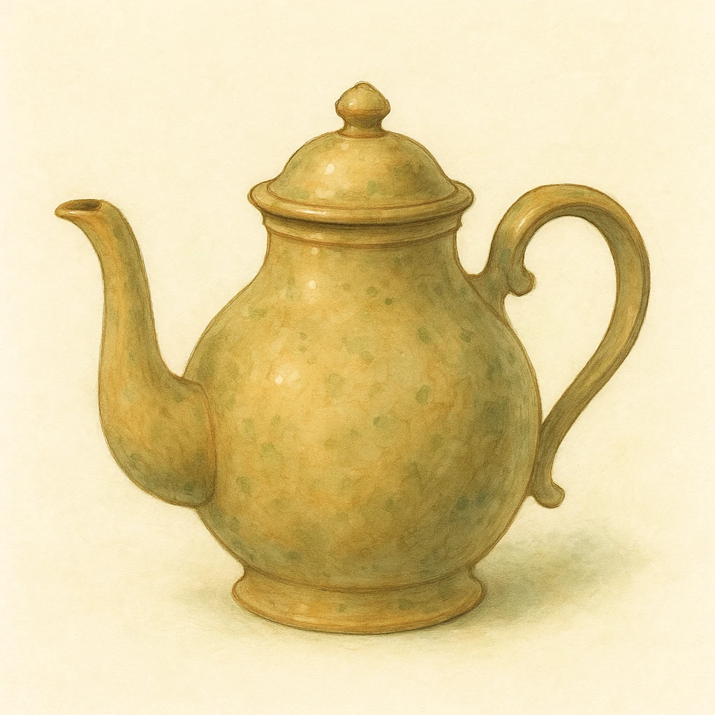 vintage teapot, natural colors, soft, fairy-like atmosphere, no background, square size emoji