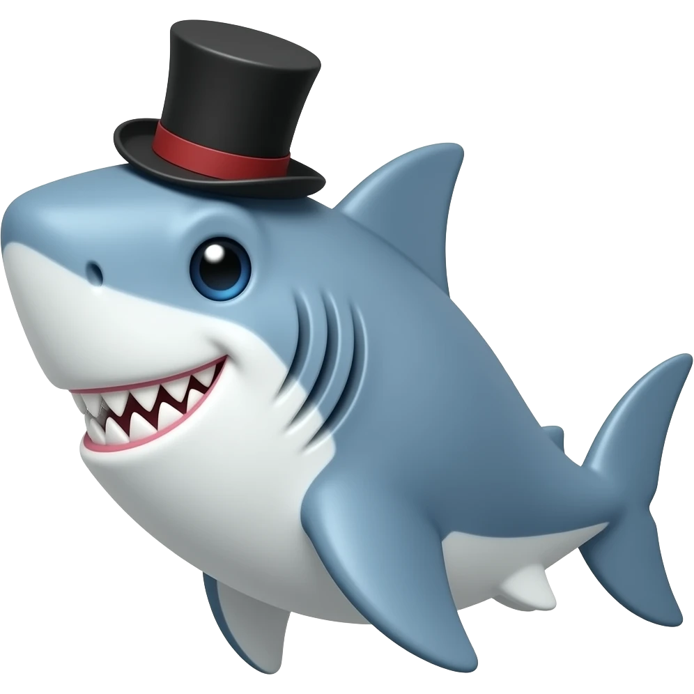 Shark with a top hat emoji
