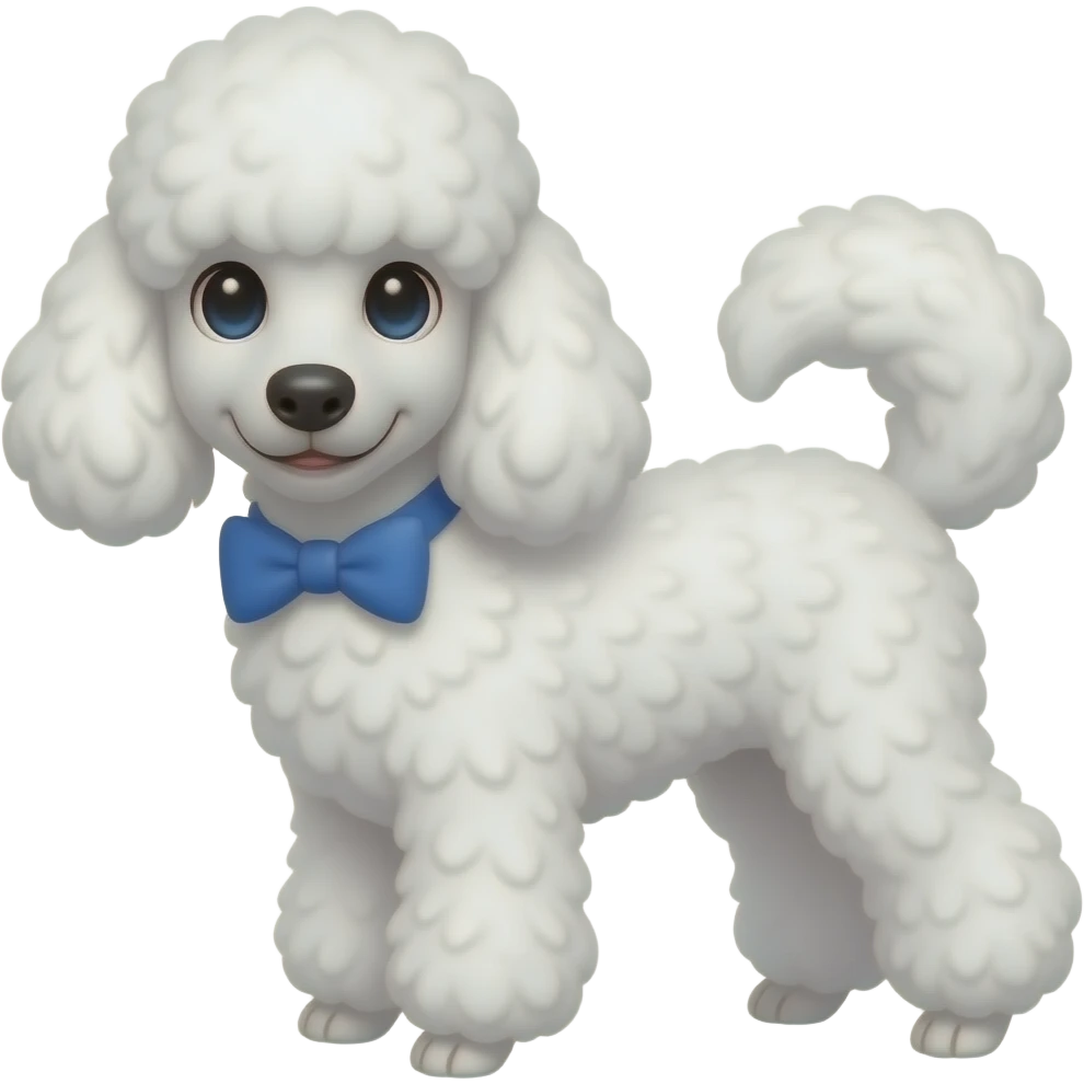 White poodle with blue bow tie emoji