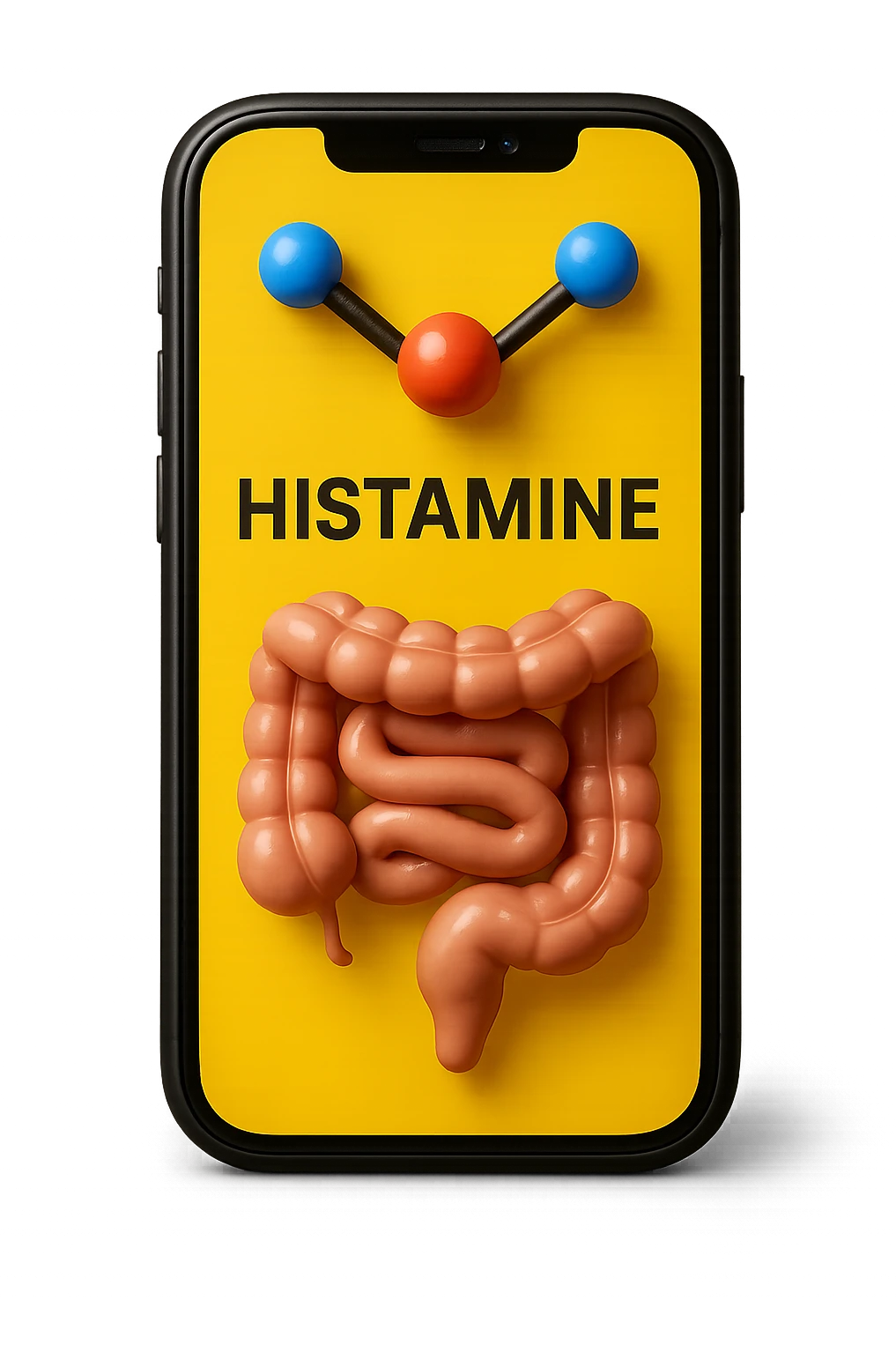 emoji stile iphone in 3d di istamina molecola con intestino, iperrealistico 4k emoji