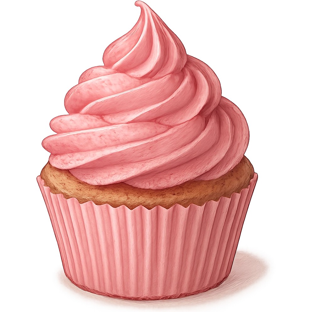 pink cupcake, digital illustration emoji